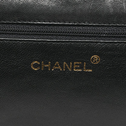 シャネル ラムスキン マトラッセ フリンジ マグネットロック チェーンショルダーバッグ ブラック ゴールド金具 中古品