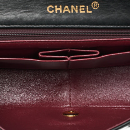 シャネル ラムスキン マトラッセ フル フラップ チェーン ショルダーバッグ ブラック ゴールド金具 中古品