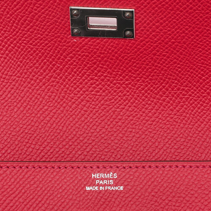 HERMES ケリーウォレット エプソン 2つ折り長財布 ルージュカザック シルバー金具 中古品