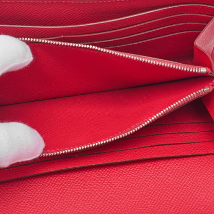 HERMES ケリーウォレット エプソン 2つ折り長財布 ルージュカザック シルバー金具 中古品