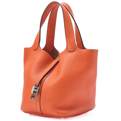 HERMES ピコタンロック MM ハンドバッグ トリヨンクレマンス オランジュポピー シルバー金具 中古品