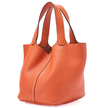 HERMES ピコタンロック MM ハンドバッグ トリヨンクレマンス オランジュポピー シルバー金具 中古品