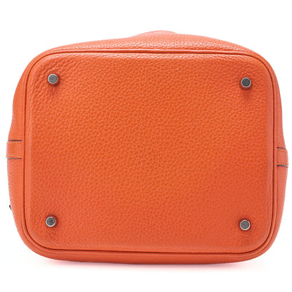 HERMES ピコタンロック MM ハンドバッグ トリヨンクレマンス オランジュポピー シルバー金具 中古品