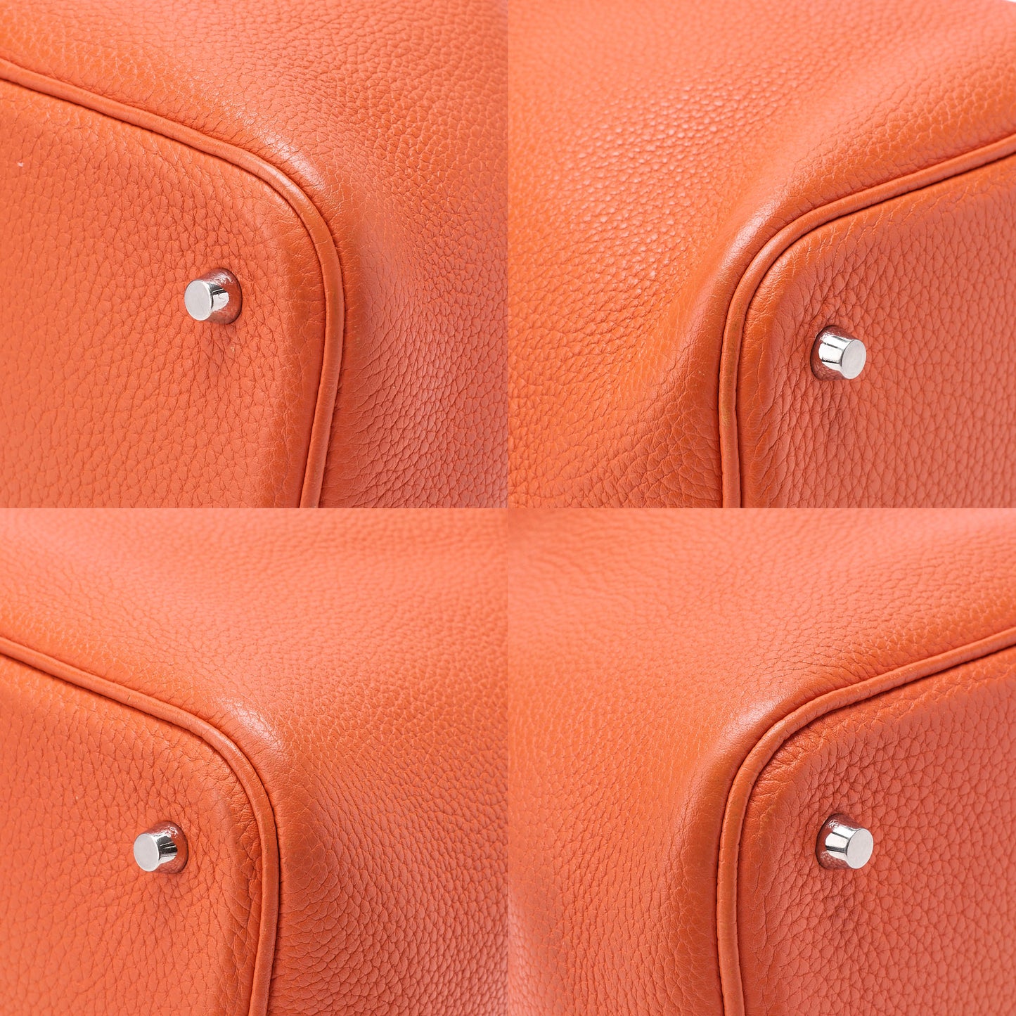 HERMES ピコタンロック MM ハンドバッグ トリヨンクレマンス オランジュポピー シルバー金具 中古品