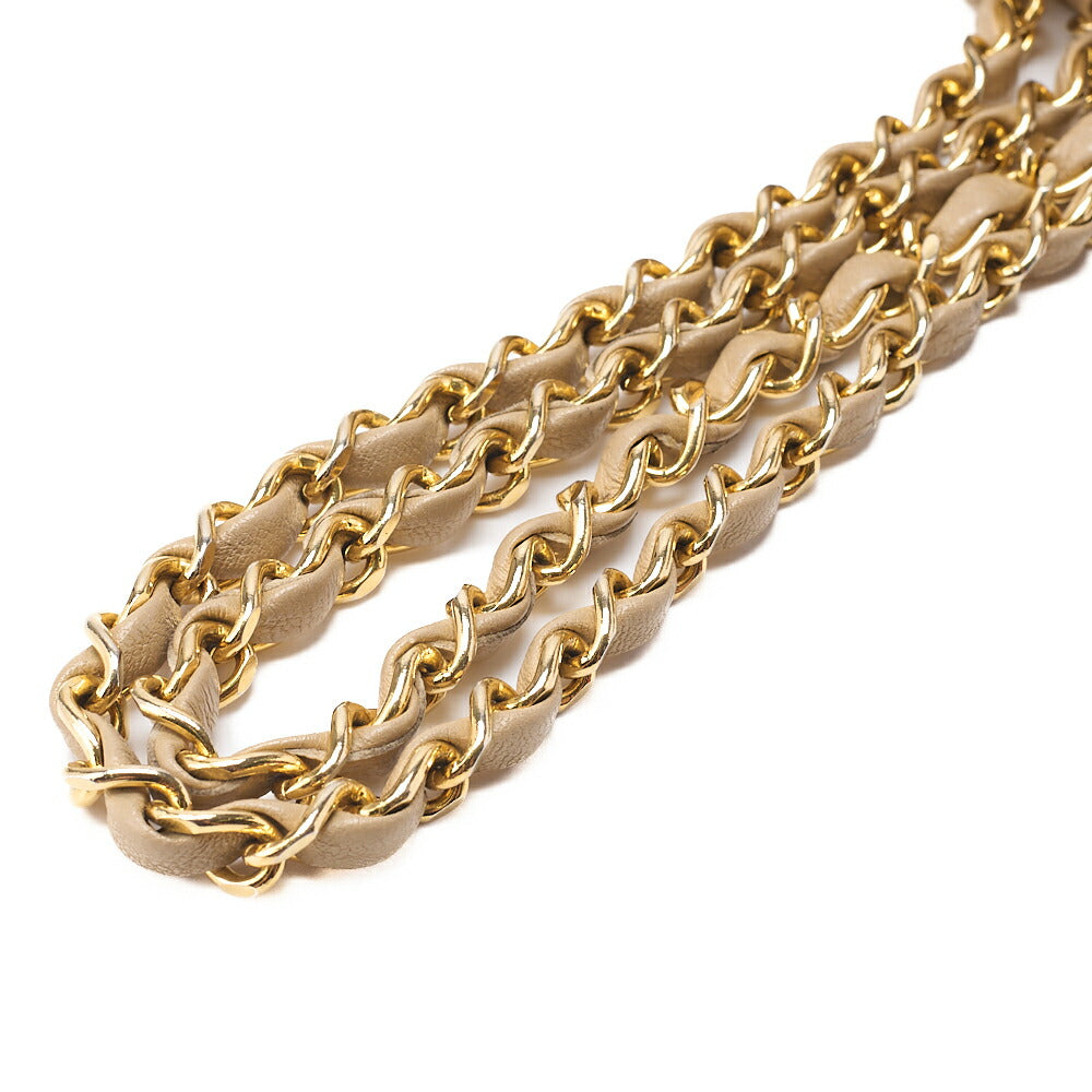 CHANEL マトラッセ シングル フラップ チェーンショルダー ベージュ×ブラック ゴールド金具 中古品