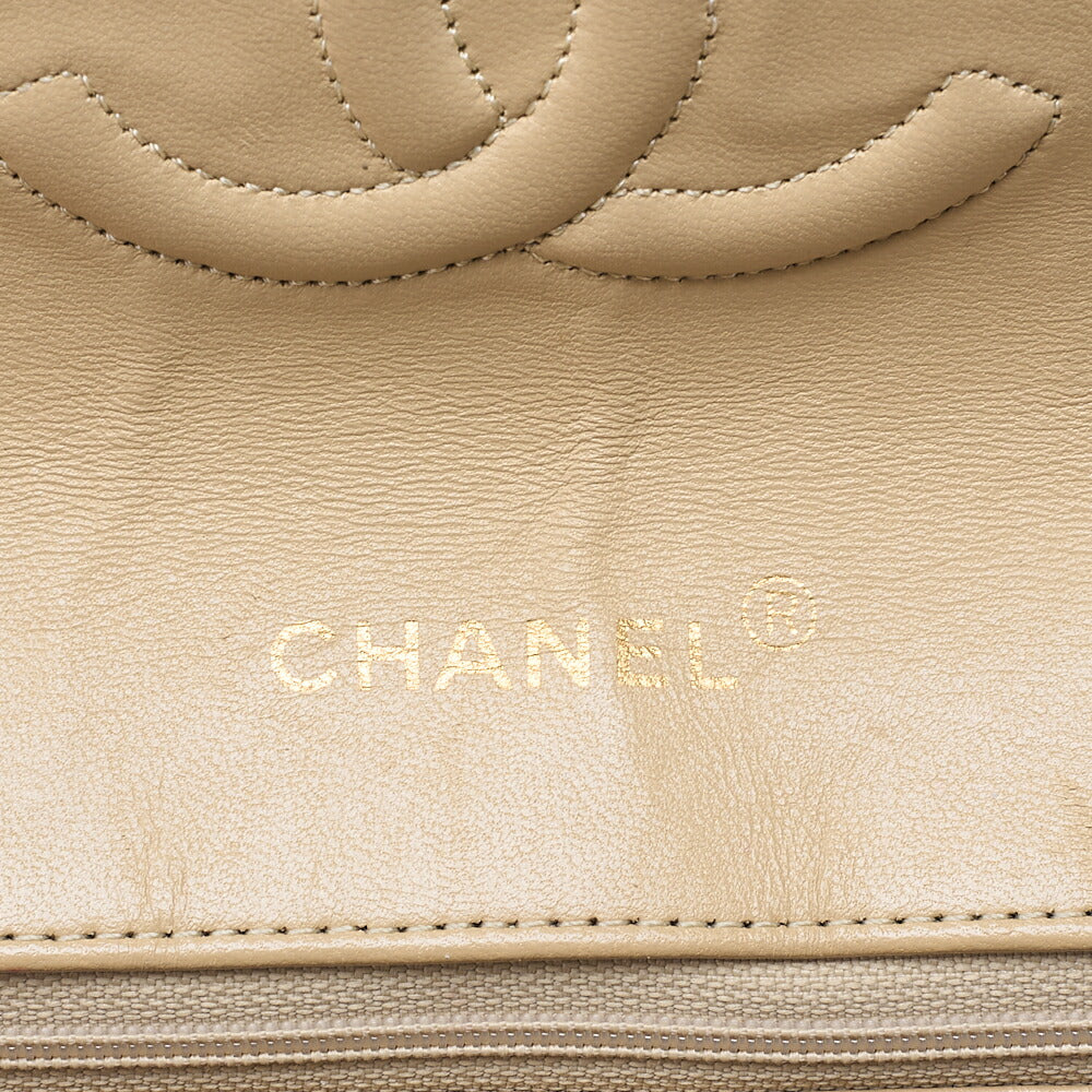 CHANEL マトラッセ シングル フラップ チェーンショルダー ベージュ×ブラック ゴールド金具 中古品