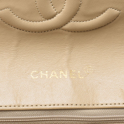 CHANEL マトラッセ シングル フラップ チェーンショルダー ベージュ×ブラック ゴールド金具 中古品