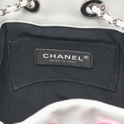 CHANEL Shoulder Bag 2way Matelasse Drawstring Type with Coco Charm Shoulder Bag Lambskin Black x Bicolor Silver-Tone Hardware, Pre-Owned
