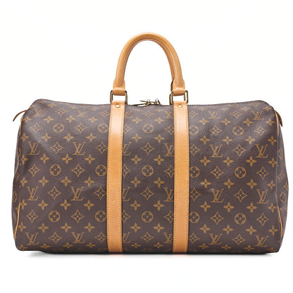 LOUIS VUITTON ルイヴィトン モノグラム キーポル45 ボストンバッグ M41428 ブラウン ゴールド金具 中古