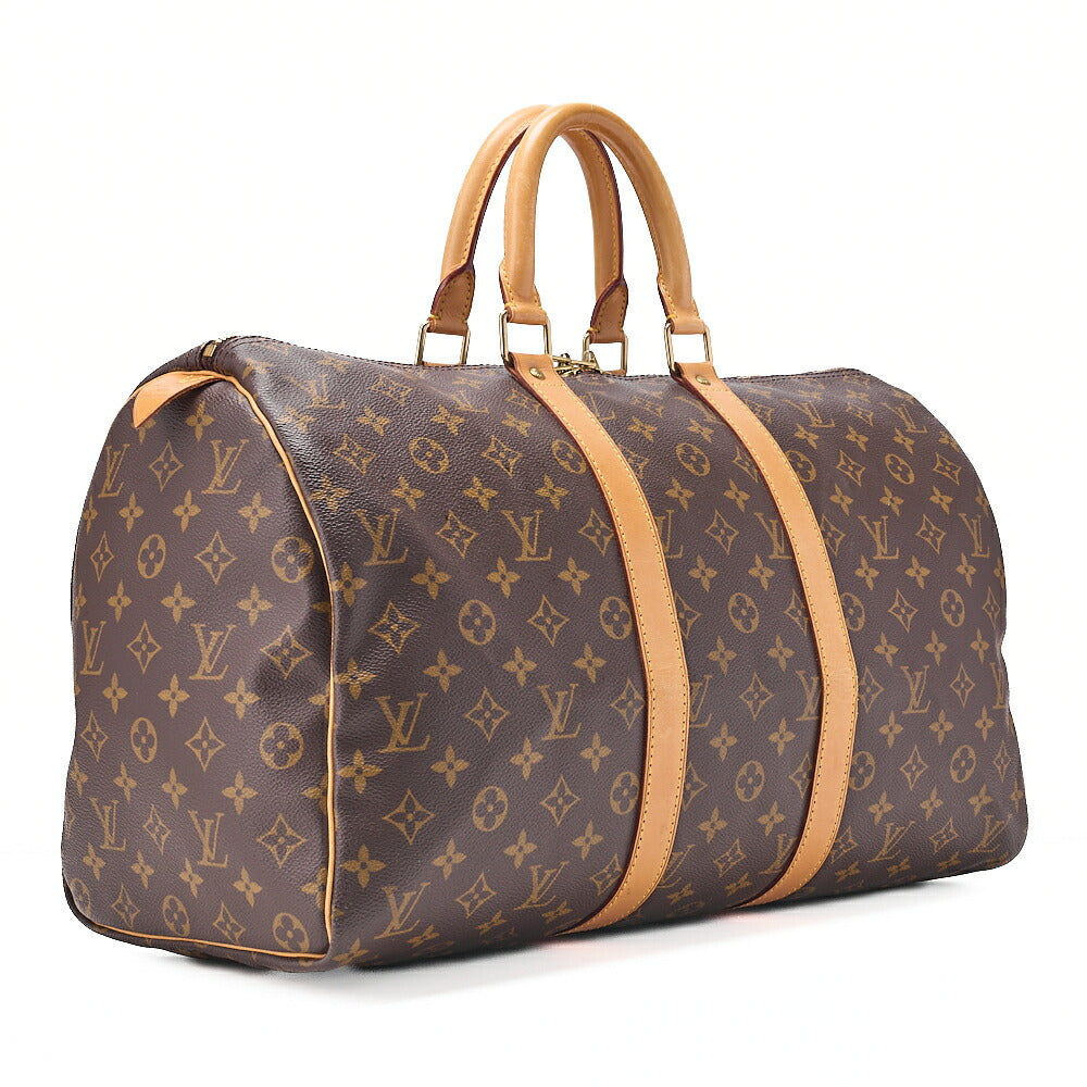 LOUIS VUITTON ルイヴィトン モノグラム キーポル45 ボストンバッグ M41428 ブラウン ゴールド金具 中古