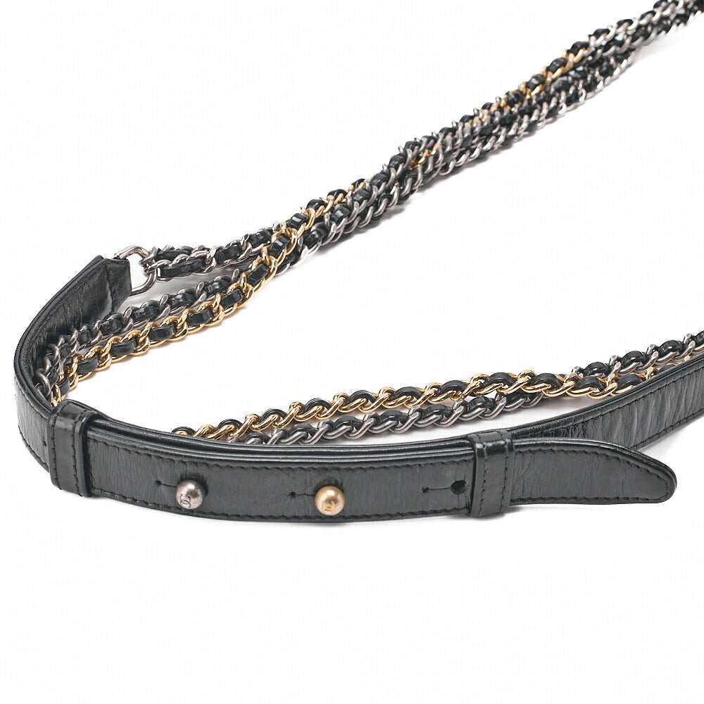CHANEL チェーンショルダーバッグ マトラッセ ガブリエル ドゥ ヴィンテージカーフ 黒 x 金 シルバー x ゴールド金具 中古