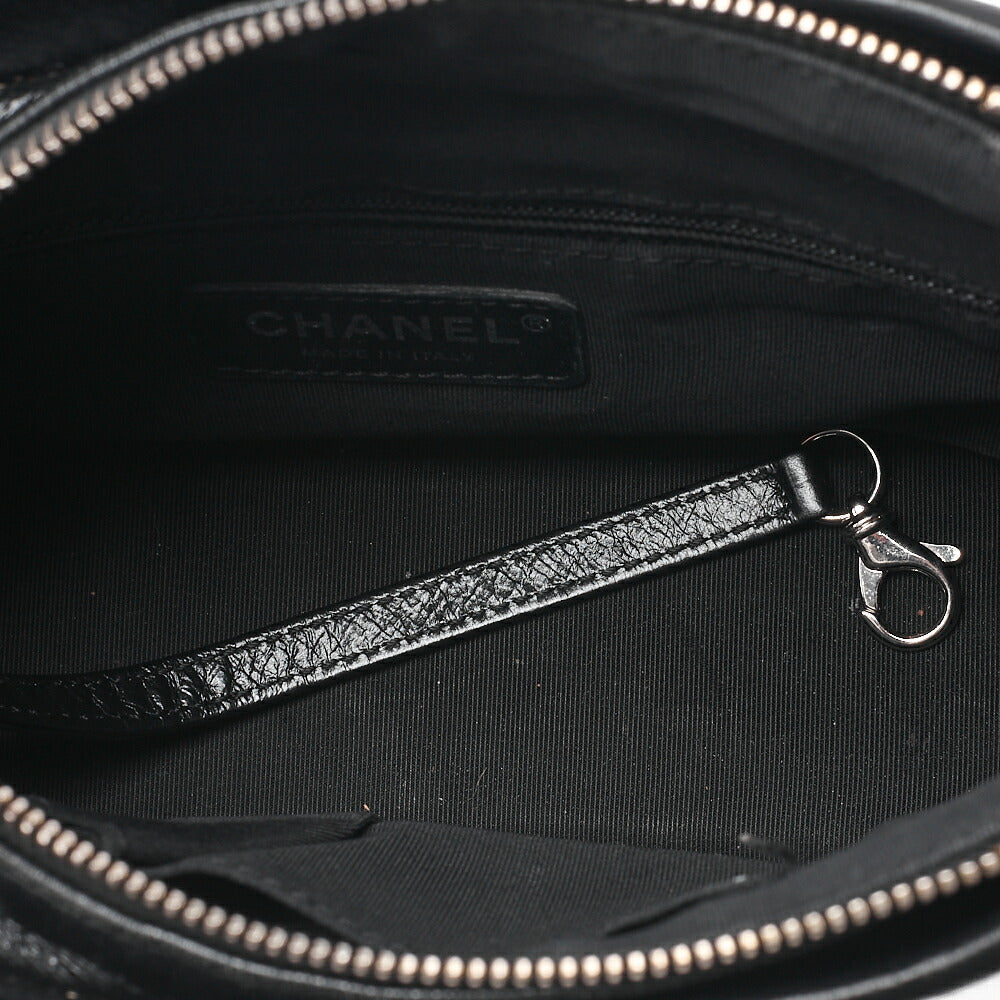 CHANEL チェーンショルダーバッグ マトラッセ ガブリエル ドゥ ヴィンテージカーフ 黒 x 金 シルバー x ゴールド金具 中古