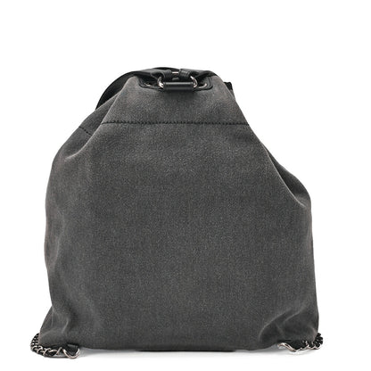 シャネル デニム ドーヴィル ドローストリング バックパック デニム×ブラック シルバー金具 中古品