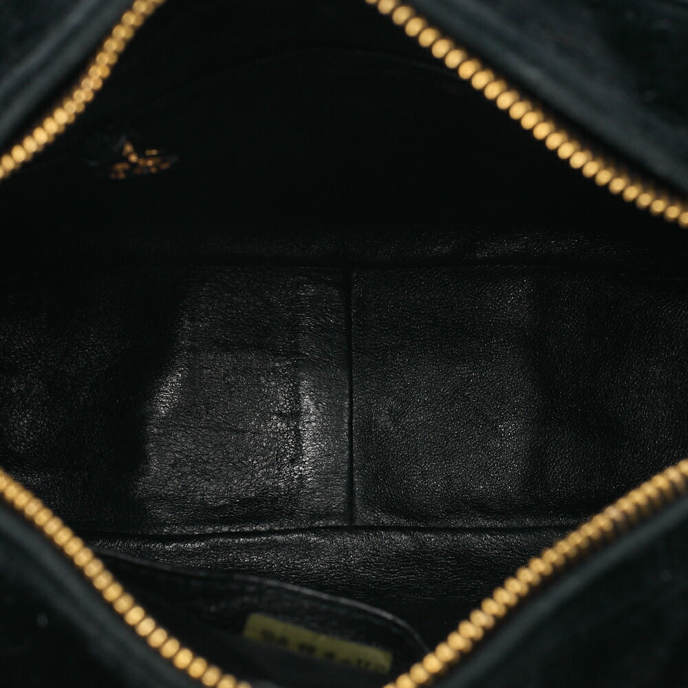 CHANEL Velor Matelasse Logo Charm Handbag Black Gold-Tone Hardware, Pre-Owned