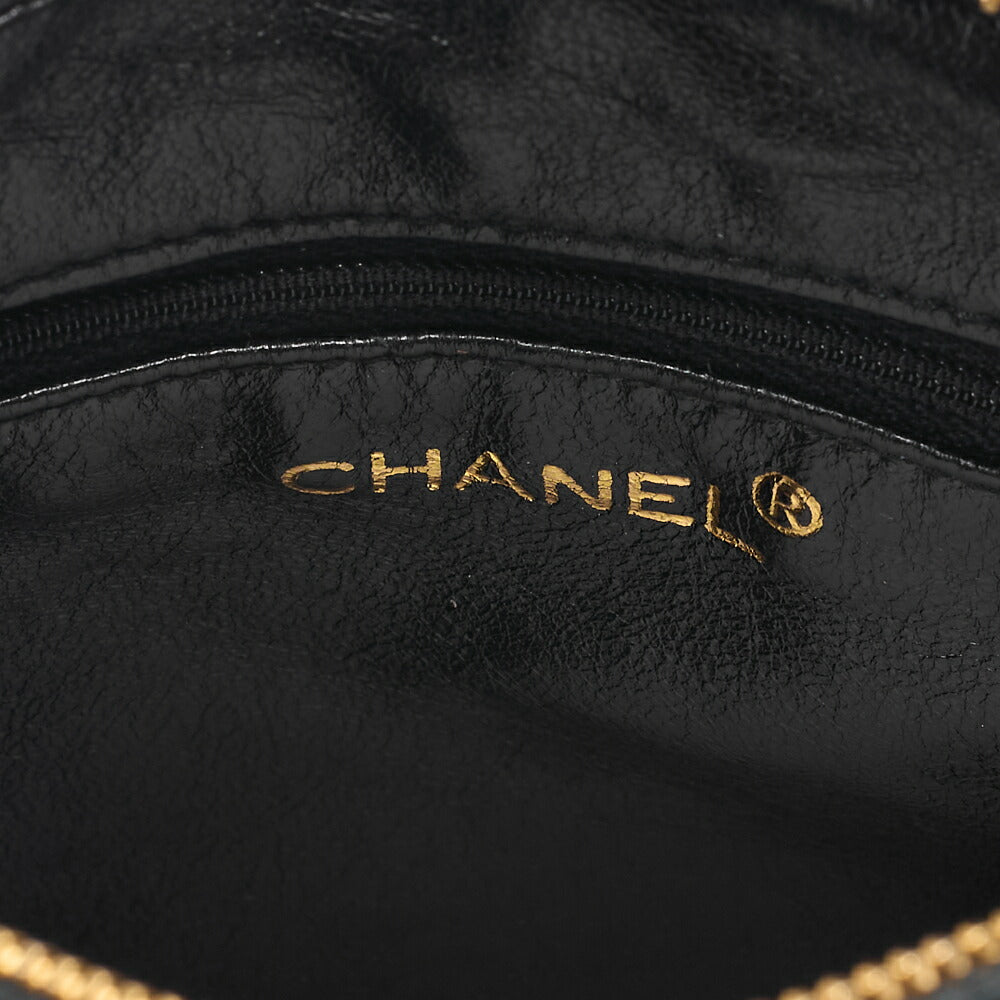 CHANEL Velor Matelasse Logo Charm Handbag Black Gold-Tone Hardware, Pre-Owned