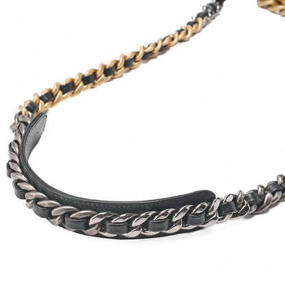 CHANEL Calfskin Matelasse Chanel 19 2-Way Chain Shoulder Black Gold x Silver-Tone Hardware, Pre-Owned