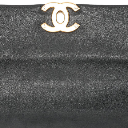 CHANEL Calfskin Matelasse Chanel 19 2-Way Chain Shoulder Black Gold x Silver-Tone Hardware, Pre-Owned