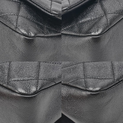 シャネル キャビアスキン マトラッセ ターンロック チェーンショルダーバッグ 黒 ゴールド金具 中古
