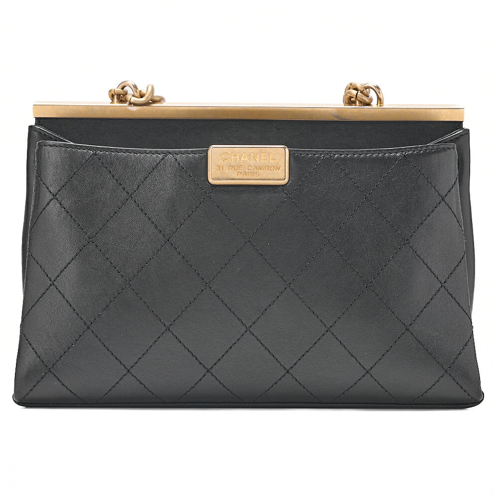 CHANEL Calfskin Matelasse Coco Mark & Logo Mark 2way Handbag Black Gold-Tone Hardware, Pre-Owned