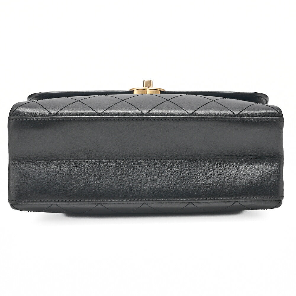 CHANEL Calfskin Matelasse Coco Mark & Logo Mark 2way Handbag Black Gold-Tone Hardware, Pre-Owned