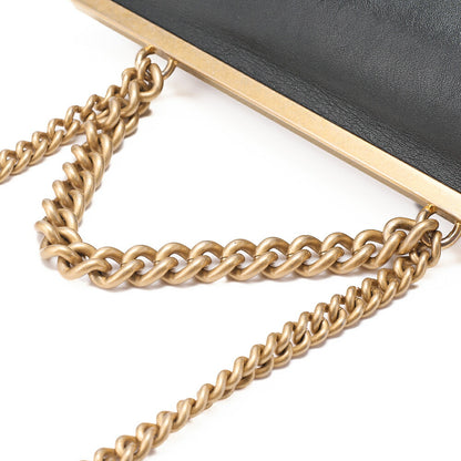 CHANEL Calfskin Matelasse Coco Mark & Logo Mark 2way Handbag Black Gold-Tone Hardware, Pre-Owned