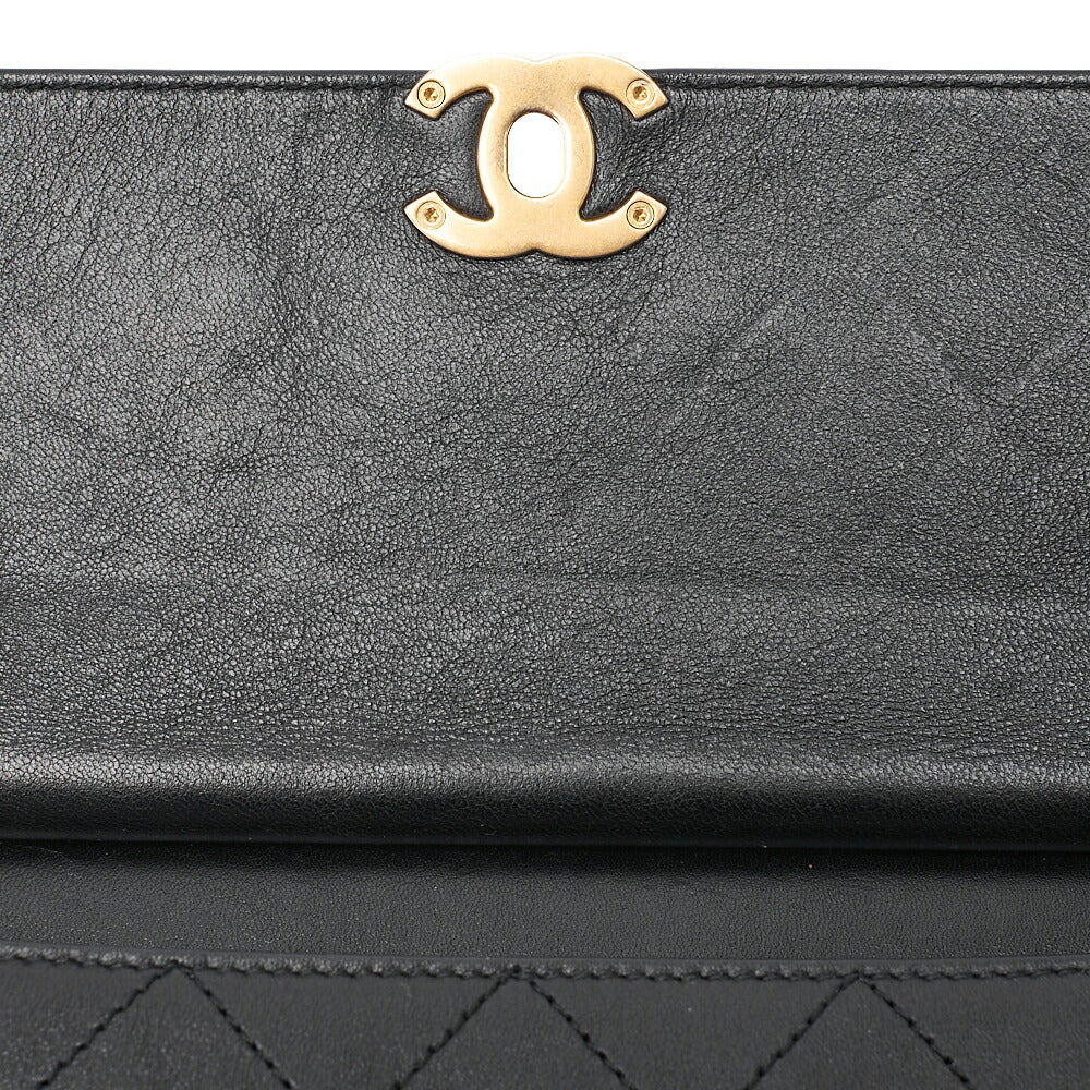 CHANEL Calfskin Matelasse Coco Mark & Logo Mark 2way Handbag Black Gold-Tone Hardware, Pre-Owned