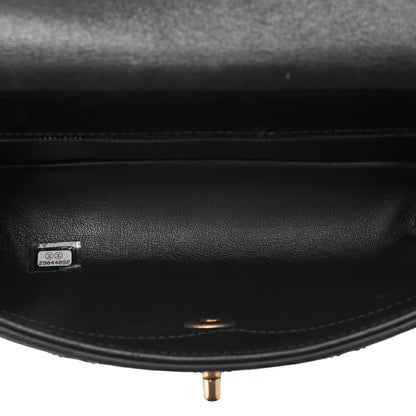 CHANEL Calfskin Matelasse Coco Mark & Logo Mark 2way Handbag Black Gold-Tone Hardware, Pre-Owned