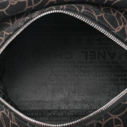 CHANEL Suede Camellia Chain Tote Black x Gold Silver-Tone Hardware, Pre-Owned
