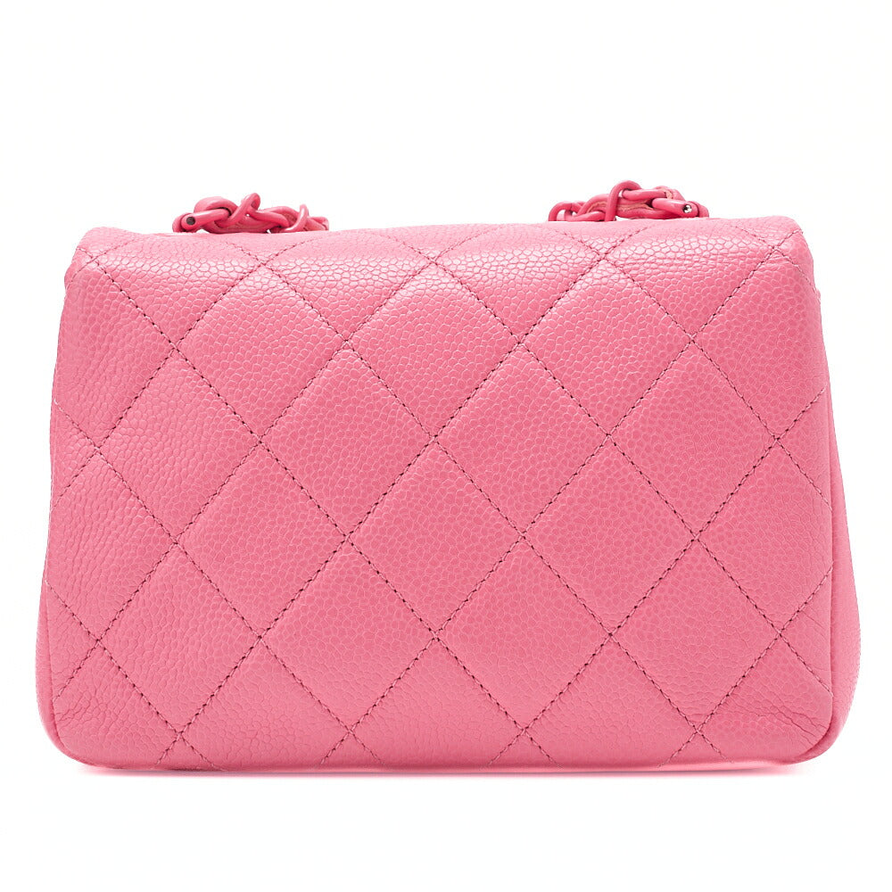 CHANEL Caviar Skin Mini Matelasse 18 Push Lock Pink Chain Shoulder Pink Pink-Tone Hardware, Pre-Owned