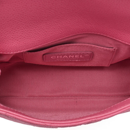 CHANEL Caviar Skin Mini Matelasse 18 Push Lock Pink Chain Shoulder Pink Pink-Tone Hardware, Pre-Owned