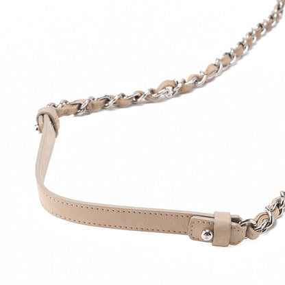 シャネル スパークルレザー ココマーク 2WAY チェーンショルダー ベージュ シルバー金具 中古