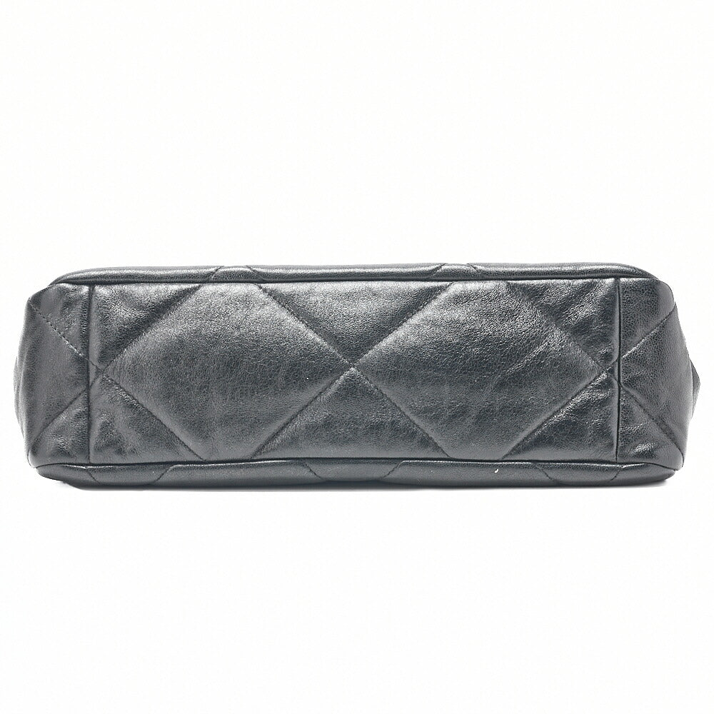 CHANEL Calfskin Matelasse Chanel 19 2-Way Chain Shoulder Black Gold x Silver-Tone Hardware, Pre-Owned