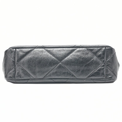 CHANEL Calfskin Matelasse Chanel 19 2-Way Chain Shoulder Black Gold x Silver-Tone Hardware, Pre-Owned