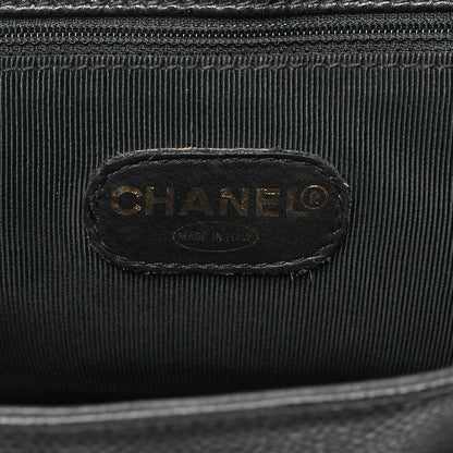 シャネル トリプルココマーク ターンロック チェーン バックパック キャビアスキン 黒 ゴールド金具 中古