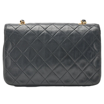 CHANEL Chain Shoulder Bag Mini Matelasse 18cm Design Flap Lambskin Black Gold-Tone Hardware, Pre-Owned