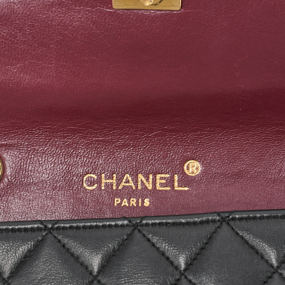 CHANEL Chain Shoulder Bag Mini Matelasse 18cm Design Flap Lambskin Black Gold-Tone Hardware, Pre-Owned
