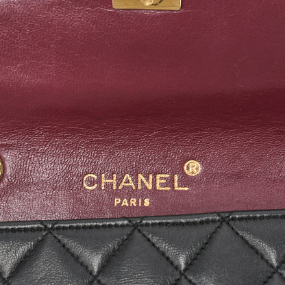 CHANEL Chain Shoulder Bag Mini Matelasse 18cm Design Flap Lambskin Black Gold-Tone Hardware, Pre-Owned