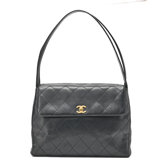 CHANEL Lambskin Matelasse Turnlock One Shoulder Bag Gold-Tone Hardware, Pre-Owned