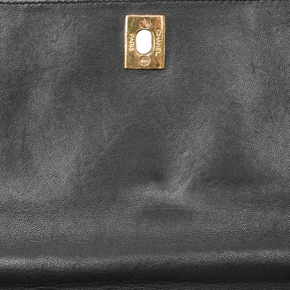 シャネル ラムスキン マトラッセ ターンロック ワンショルダーバッグ ゴールド金具、中古品