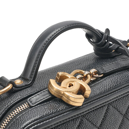 CHANEL Shoulder Bag Coco Mark CC Filigree 2WAY Chain Shoulder Caviar Skin Black Gold-Tone Hardware, Pre-Owned