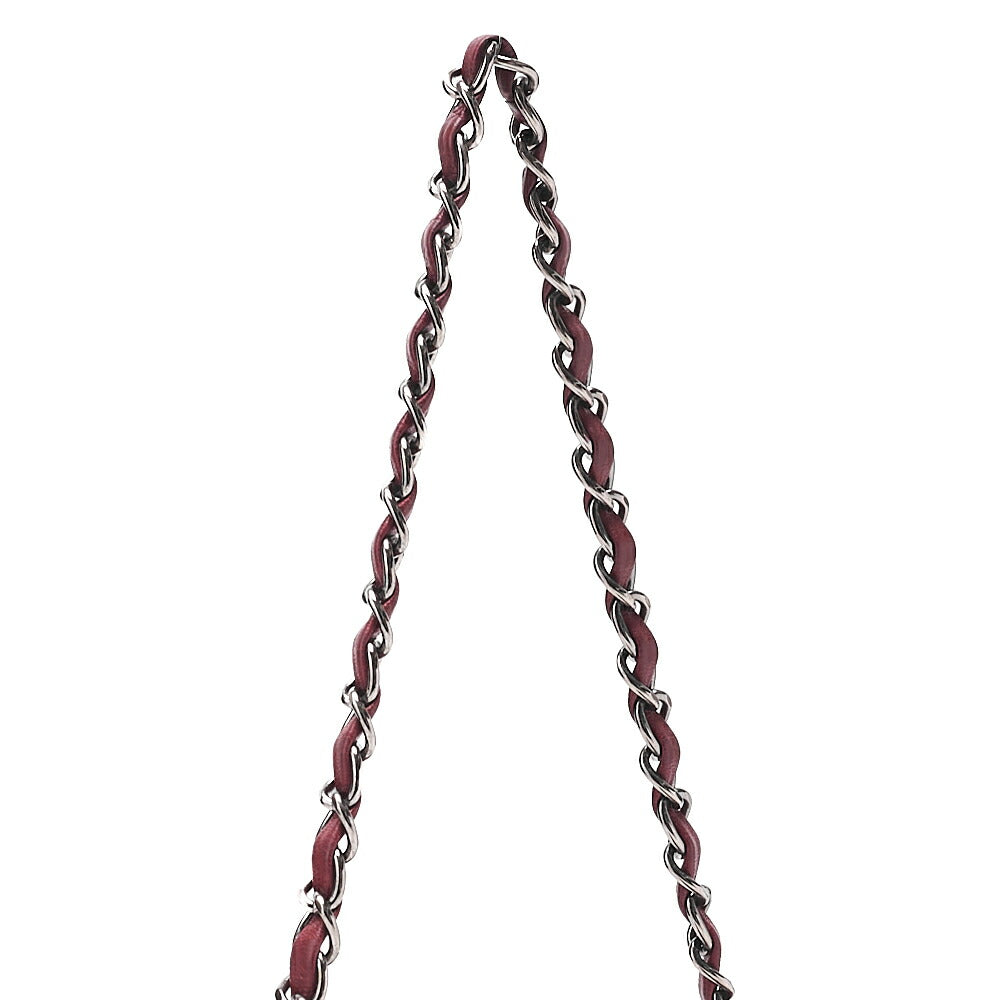 CHANEL Lambskin Chocolate Bar 2.55 Lock Chain Shoulder Bag Red Silver-Tone Hardware, Pre-Owned