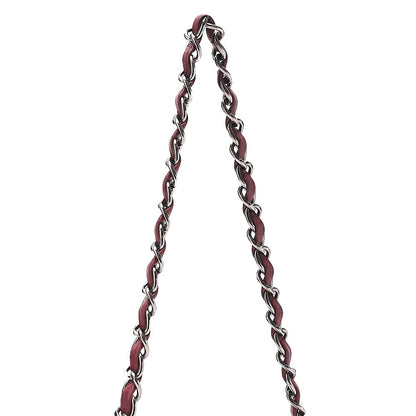 CHANEL Lambskin Chocolate Bar 2.55 Lock Chain Shoulder Bag Red Silver-Tone Hardware, Pre-Owned