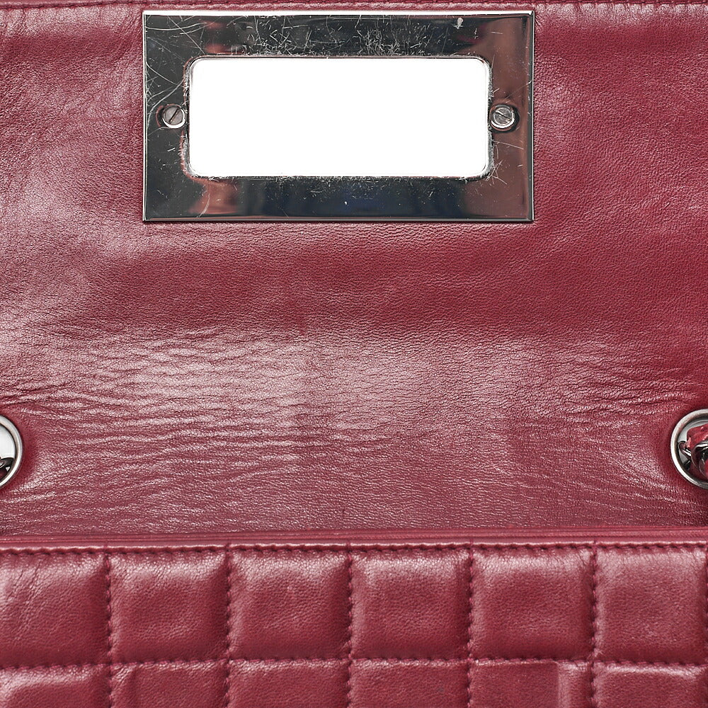 CHANEL Lambskin Chocolate Bar 2.55 Lock Chain Shoulder Bag Red Silver-Tone Hardware, Pre-Owned