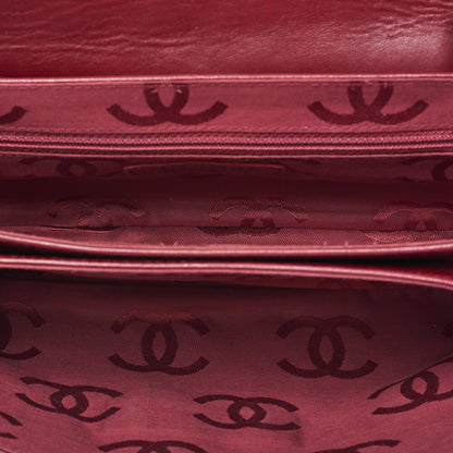 CHANEL Lambskin Chocolate Bar 2.55 Lock Chain Shoulder Bag Red Silver-Tone Hardware, Pre-Owned