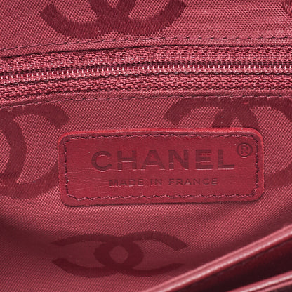 CHANEL Lambskin Chocolate Bar 2.55 Lock Chain Shoulder Bag Red Silver-Tone Hardware, Pre-Owned