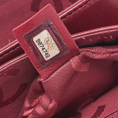 CHANEL Lambskin Chocolate Bar 2.55 Lock Chain Shoulder Bag Red Silver-Tone Hardware, Pre-Owned