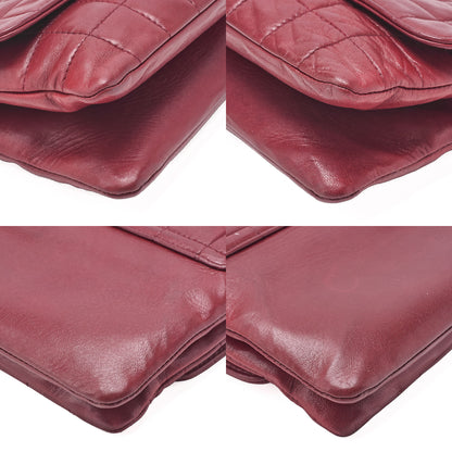CHANEL Lambskin Chocolate Bar 2.55 Lock Chain Shoulder Bag Red Silver-Tone Hardware, Pre-Owned