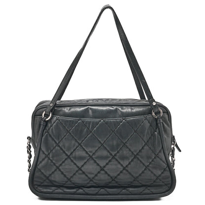CHANEL Sparkle Leather Matelasse Coco Mark 2WAY Chain Shoulder Black Silver-Tone Hardware, Pre-Owned