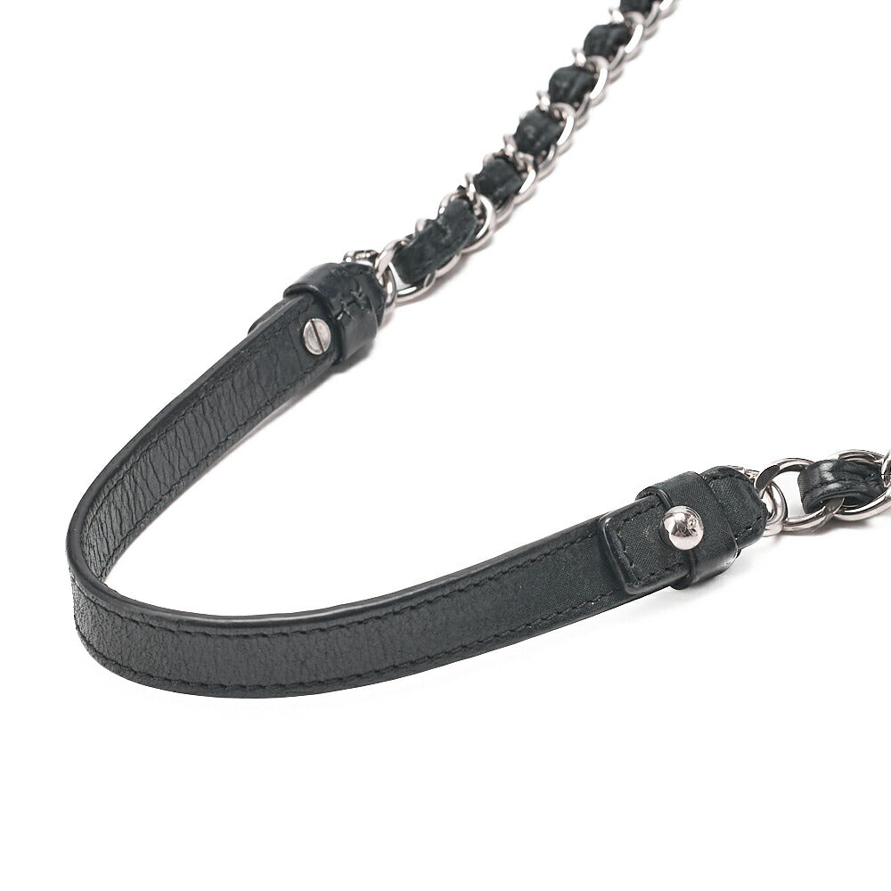 CHANEL Sparkle Leather Matelasse Coco Mark 2WAY Chain Shoulder Black Silver-Tone Hardware, Pre-Owned