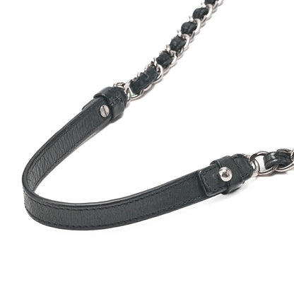 CHANEL Sparkle Leather Matelasse Coco Mark 2WAY Chain Shoulder Black Silver-Tone Hardware, Pre-Owned